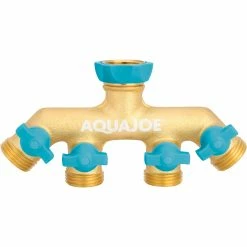 Budget 💯 Sun Joe Aqua Joe AJ-FS4W Solid Brass 4 Connection Garden Hose Splitter ❤️