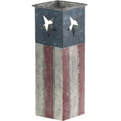 Cheap 🤩 Alpine 12" Tall Indoor/Outdoor Rustic Metal American Flag Decorative Planter, Small ✔️