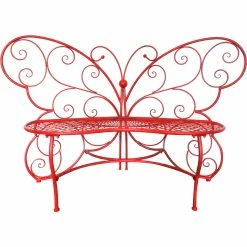 Best reviews of ✨ Alpine Outdoor 2 Person Metal Butterfly Shaped Garden Bench, Red 🎁
