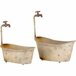 Best Sale 🎉 Alpine 2 Pk. Indoor/Outdoor Rustic Bathtub Planter Yard Decorations 🔥
