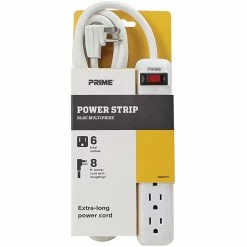 Outlet 🔔 Prime Wire & Cable 6 Outlet Power Strip With 8 Ft. Cord 🤩