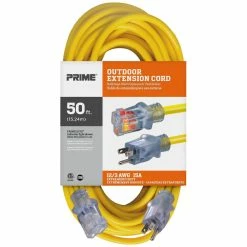 Buy 🎁 Prime Wire & Cable 50 Ft. 12/3 SJTW Jobsite Outdoor Extension Cord 🌟