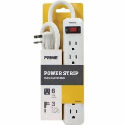 Wholesale 👏 Prime Wire & Cable 6 Outlet Power Strip With 3 Ft. Power Cord ⭐