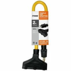 New 🛒 Prime Wire & Cable 2 Ft. 12/3 STW 3 Outlet Adapter ❤️