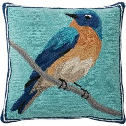 Best Pirce 👍 Evergreen Indoor/Outdoor Hooked Pillow, Bluebird 18 In. X 18 In. ⌛
