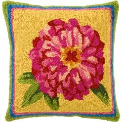 Budget ✔️ Evergreen Indoor/Outdoor Hooked Pillow, Zinnia 18 In. X 18 In. ⌛